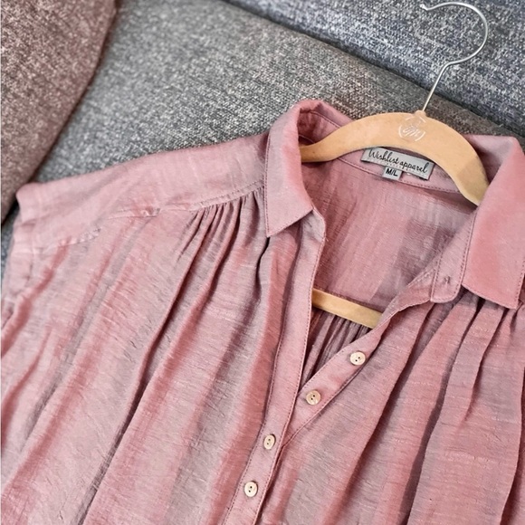 Vici | NWOT Mauve Chance Collared Woven Top in M/L - Picture 3 of 6